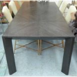 EICHHOLTZ DINING TABLE, in black ash with square supports, 225cm x 100cm x 75cm H.