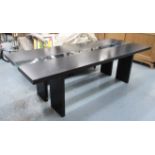 B&B ITALIA DINING TABLE, with a rectangular top having a central narrow glass section,