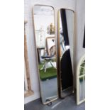 DRESSING MIRRORS, a pair, contemporary in a gilded frame, 150cm x 31cm.