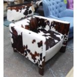 COWSKIN ARMCHAIR, 75cm W x 88cm D.