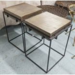 SIDE TABLES, a pair, vintage French inspired, bronzed finish, 50cm H.