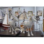 KING STAG CANDELABRA, a pair, stylised Nordic finish, 50cm H.