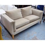 KINGCOME SOFA, two seater in beige velvet on square supports, 179cm Long.