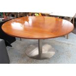 DINING TABLE, circular/square top, with four segments drop leaves, on central metal support,