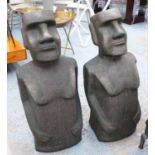 RAPA NUI STYLE STATUES, a pair, 115cm H.