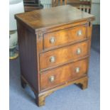 BACHELOR'S CHEST, Georgian style mahogany with foldover top above three drawers,