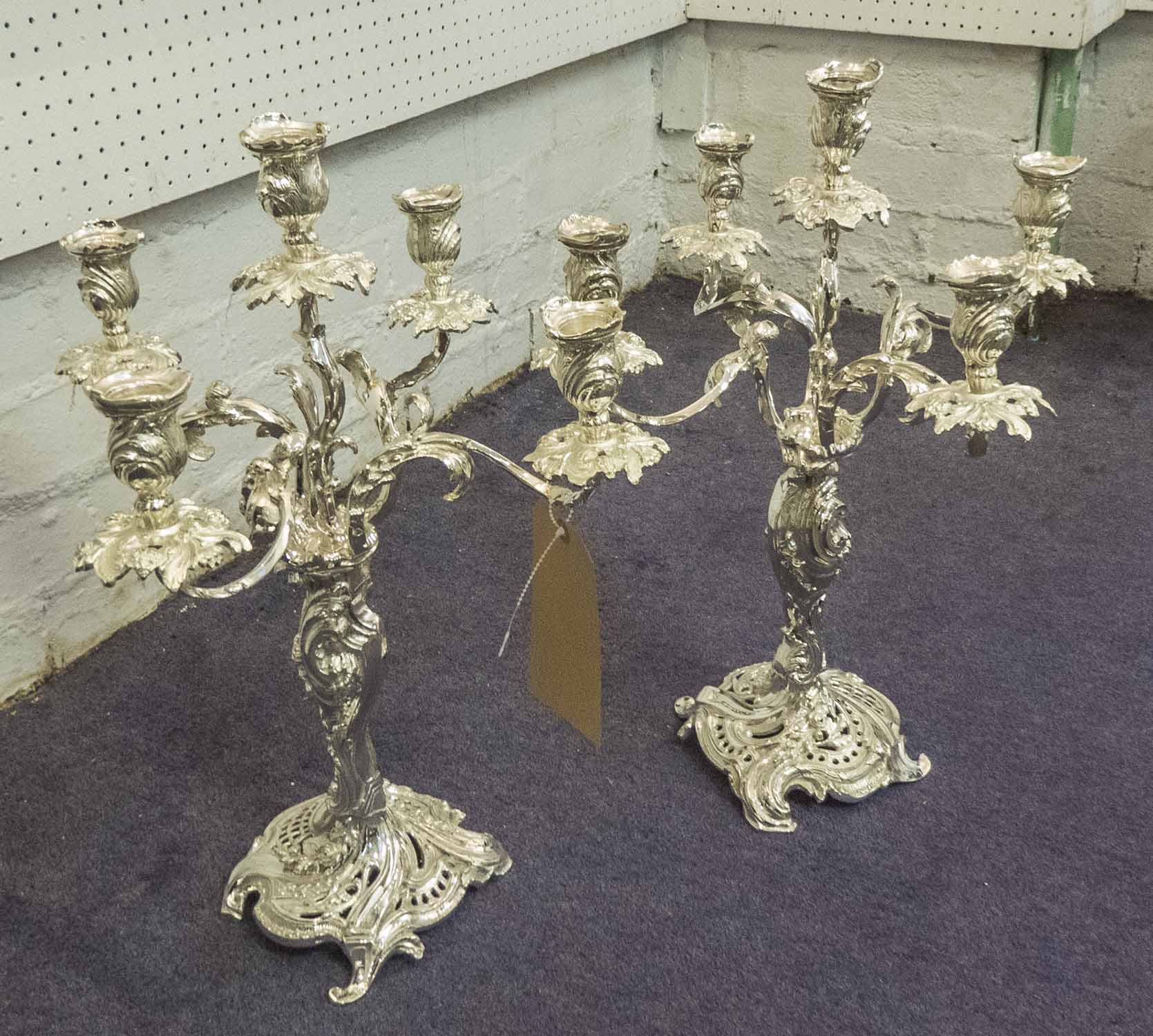 CANDELABRA, a pair, French Rococo inspired style, 50cm H.