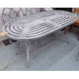 GARDEN TABLE, by Tristen May, oval, 87cm D x 160cm W x 74cm H.