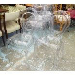 DINING CHAIRS, a set of eight, vintage French inspired perspex design, 100cm H.