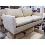 PETER DUDGEON SOFA, 2½ seater, in cream fabric, 92cm D x 170cm W x 96cm H (with faults).