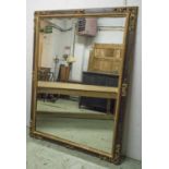 WALL MIRROR, giltwood and gesso with rectangular bevelled plate and foliate detailed frame,
