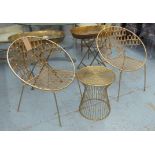 TERRACE SET, 1950's French inspired, gilt finish, comprising of a table and two chairs,