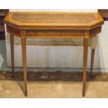 CARD TABLE, Regency, burr yewwood and satinwood banded, with foldover baize lined top,