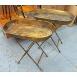 ORANGERY DRINKS TABLES, a pair, vintage French provincial inspired, gilt finish, 68cm H.