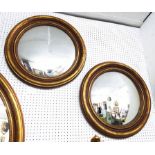 BUTLERS MIRRORS, a pair, Regency style, gilt frame, 60cm diam.