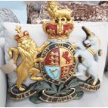 ROYAL COAT OF ARMS, in composite polychrome finish, 75cm H.