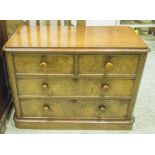 CHEST, Victorian, burr walnut and walnut, of small proportions, with two short and two long drawers,