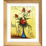 BERNARD BUFFET, original lithographic poster for the exhibition 'Fleurs' at Galerie Maurice Garnier,