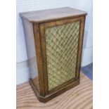 MUSIC CABINET, Victorian walnut with inlaid detail, the grilled door enclosing shelves,