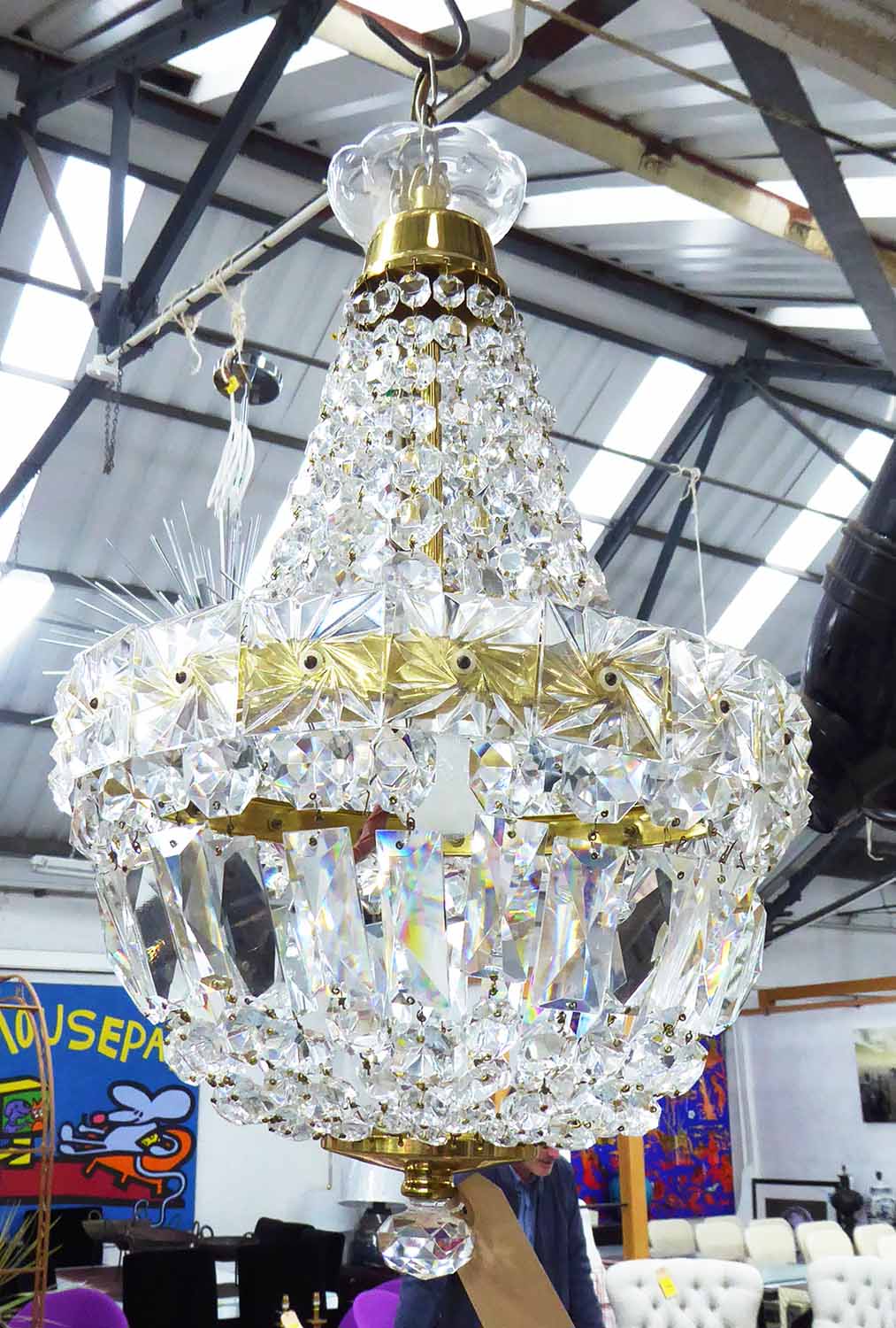 CHANDELIER. of slight proportions, French Empire inspired design, 50cm drop.