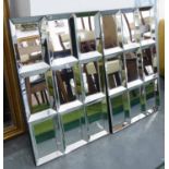 MIRRORS, French, Art Deco style, a pair, bevelled, segmented design 91cm x 60cm.