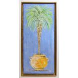 KEN DAVIS 'The Palm Collection°, mixed medium on panel, 103cm x 53cm, farmed.