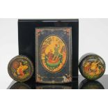 THREE SMALL RUSSIAN LACQUER BOXES, circa 1920.