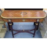 CONSOLE TABLE, French style, with inlaid and gilt detail, 35cm D x 100cm W x 78cm H (with faults).