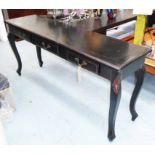 CONSOLE TABLE, French style, black finish, 48cm D x 82cm H x 175cm W.