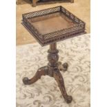 KETTLE STAND, Georgian style, mahogany, with a pierced gallery, carved detail on tripod supports,