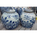 GINGER JARS, a pair, Chinese export style, blue and white, 34cm H.