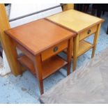 SIDE TABLES, a pair, Linley style, each 45cm W x 50cm D x 62cm H (one sun faded).