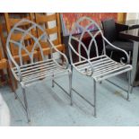 GARDEN ARMCHAIRS, a set of six, by Tristen May, Gothic style, each 55cm W.