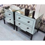 SIDE CHESTS, a pair, mirrored, with two drawers, 61cm W x 46cm D x 66cm H.