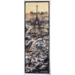 KEN DAVIS 'Paris', mixed media on board, 97cm x 36cm, framed.