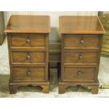 BEDSIDE CHESTS, a pair, Victorian, mahogany, each with three drawers (adapted),