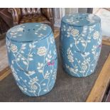 GARDEN SEATS, a pair, Chinese ceramic, each with bird, leaf and floral decoration,