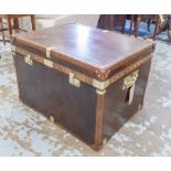 TRAVELLING TRUNK, vintage Ralph Lauren style, tan hide, brass studded and bound,