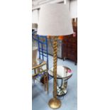 STANDARD LAMP, vintage Italian style barley twist gilt finish with shade, 46cm H.