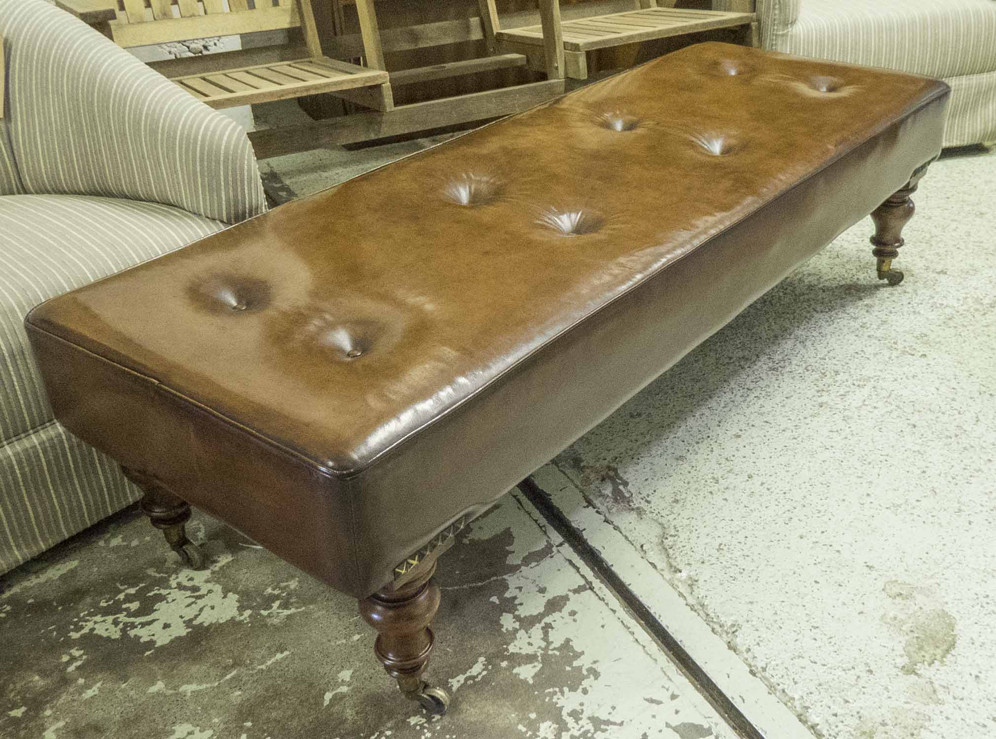 HEARTH STOOL, Victorian style, mahogany, later hand finished, leaf brown,