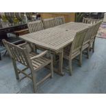 GARDEN SET, comprising a Westminster weathered teak slatted rectangular table,