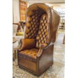 PORTERS CHAIR, traditional Georgian design, deep button upholstered in hand finished,