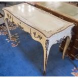 BUREAU PLAT, Louis XV style, cream crackle lacquered and gilt metal mounted,