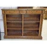 THEODORE ALEXANDER OPEN BOOKCASE, burr amboyna, ebony and gilt metal mounted,