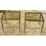 OCCASIONAL/LAMP TABLES, a pair, Regency style, gilt metal rectangular tops,