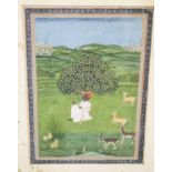 A 19th CENTURY INDIAN MINIATURE PAINTING, of a man below a tree.