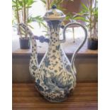 AN ENORMOUS CHINESE BLUE AND WHITE YUAN STYLE WINE POT, in underglaze blue with lid, 102cm H x 65cm.