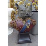 'GENERAL RHINO', stylised polychrome finish, 65cm H.