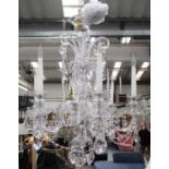 CHANDELIER, six branch, Georgian style, with Swarovski crystal drops, 86cm H, plus chain.