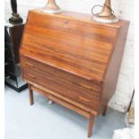 DANISH BUREAU, in palisander drop leaf with fitted interior and two drawers below,